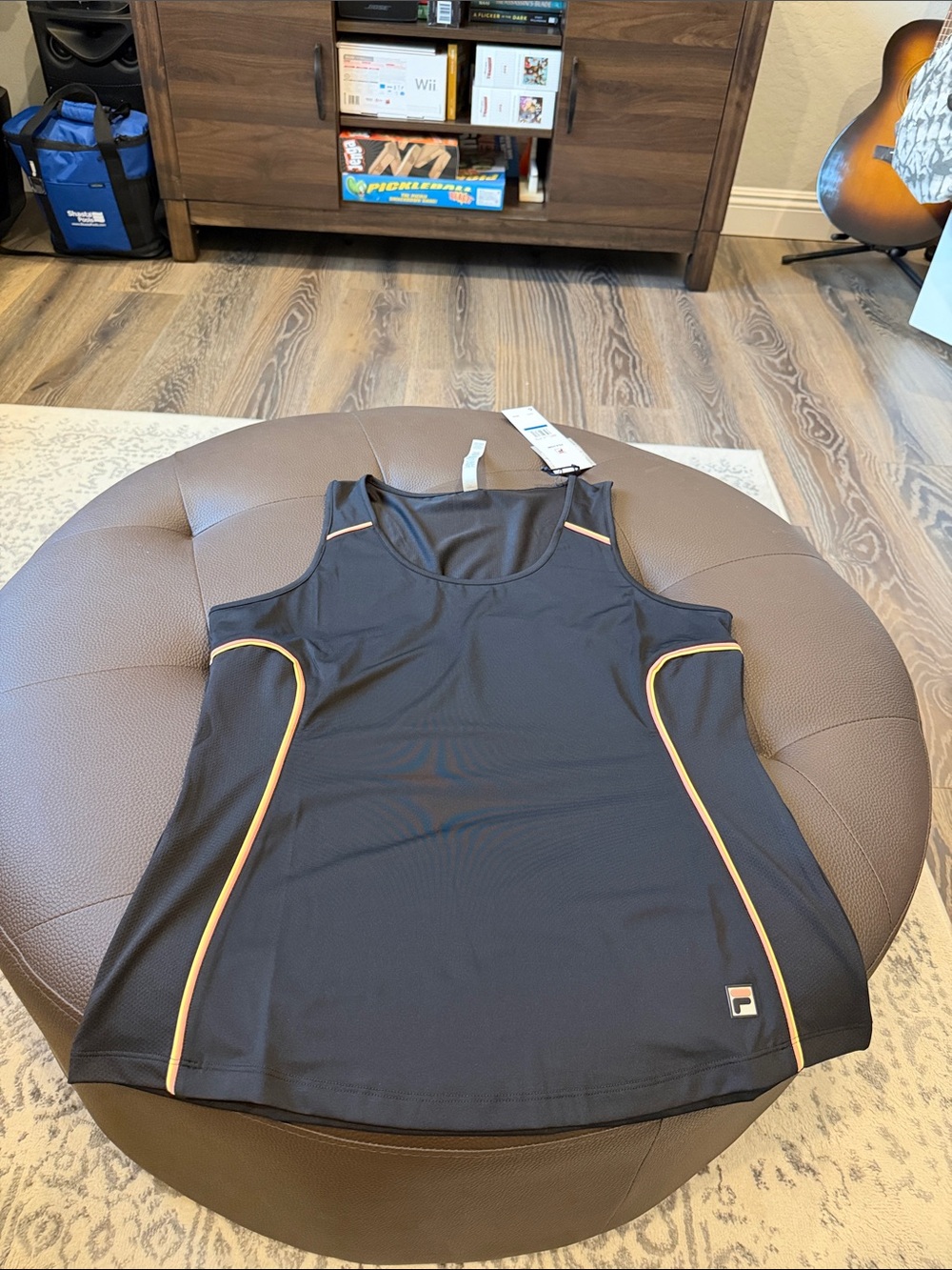 Fila Black Tank Top with Orange Trim